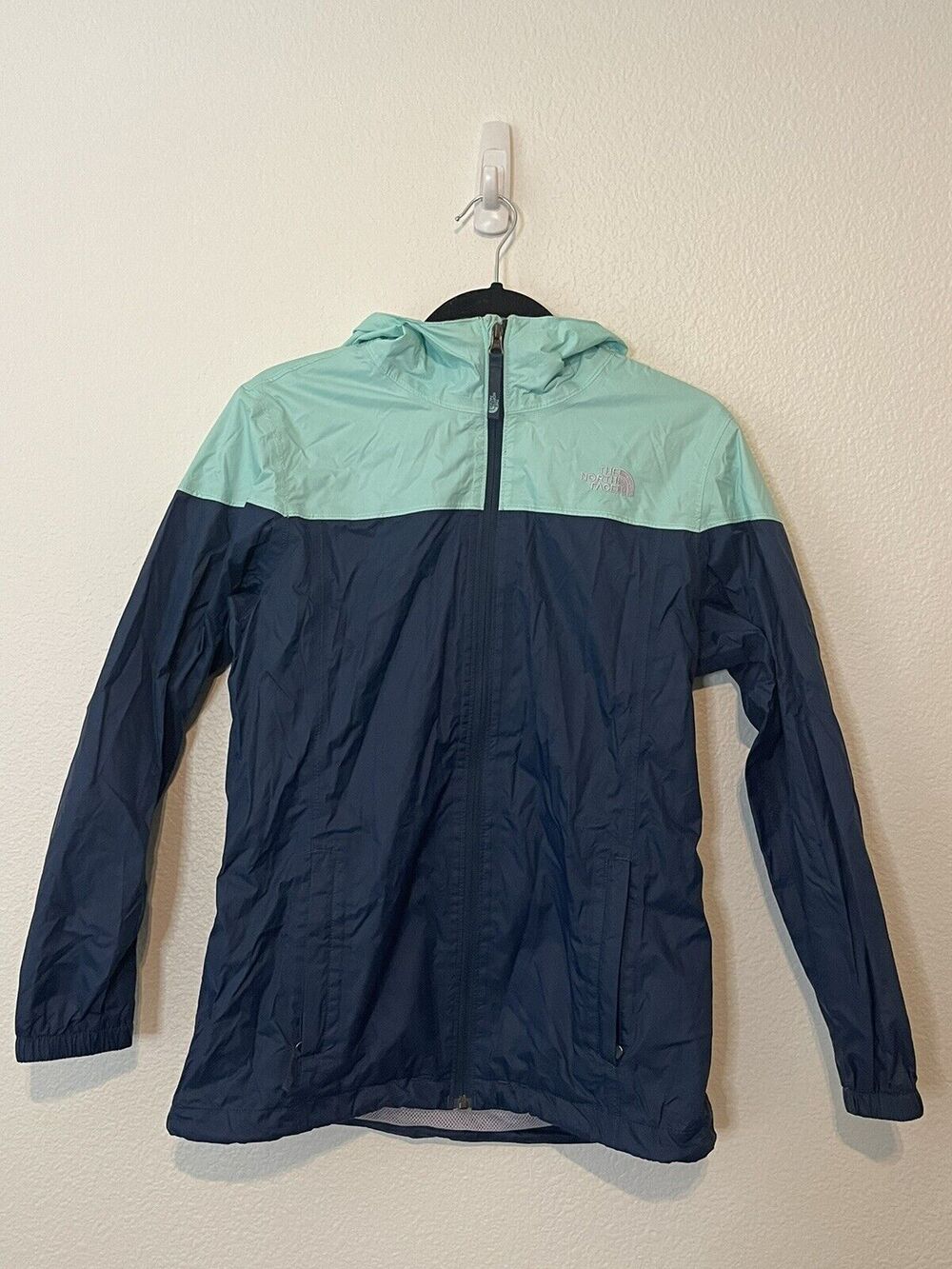 The North Face Girls X-Large (18) Windbreaker DryVent Mint Green/Blue